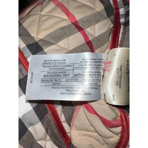 BURBERRY Red & Beige Check Diamond Quilted Nova Check Utility Jacket Size XS - Picture 11 of 16